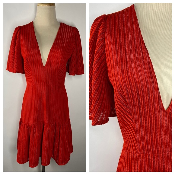 La Maison Talulah Dresses & Skirts - NEW La Maison Talulah Anthropologie XS Extra Small Ruffle Mini Dress Red Dress